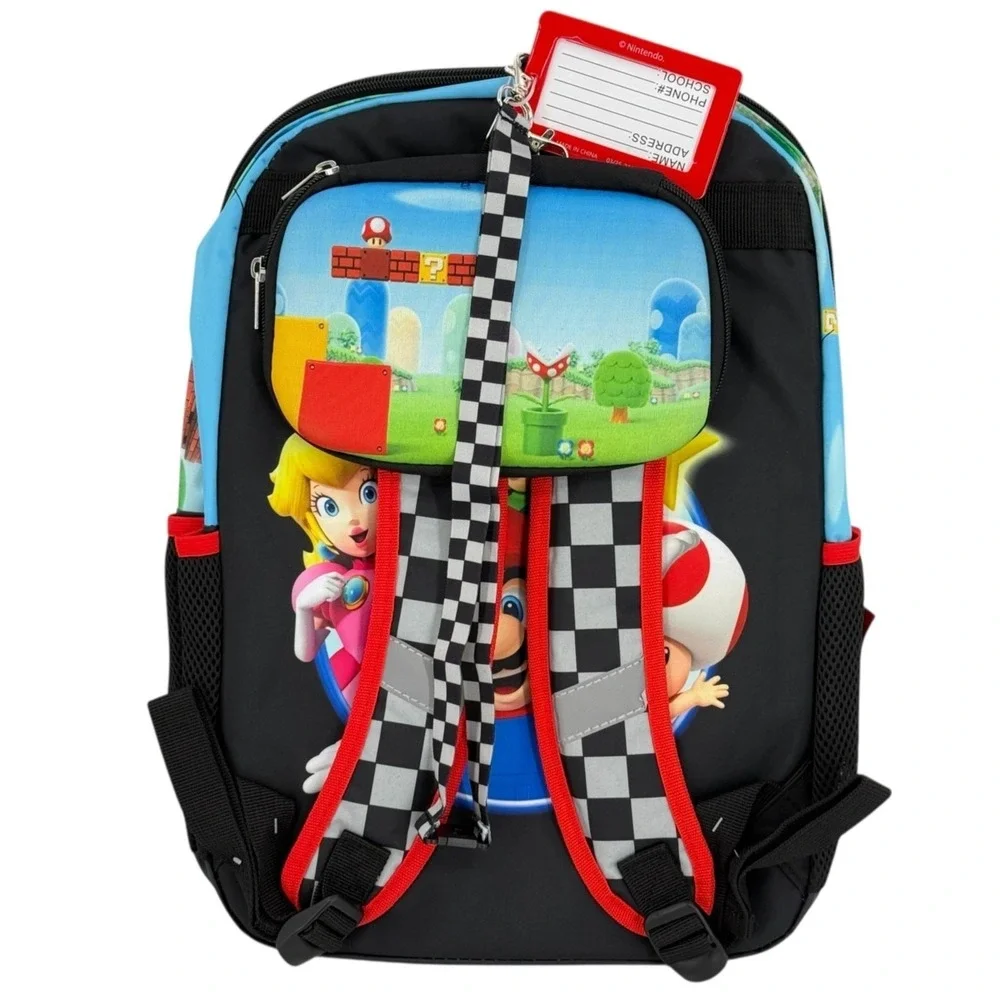 Nintendo Super Mario Kid 4 Piece School Backpack Set Lunch & Gadget Bags 17